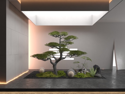  现代景观造景3d模型 