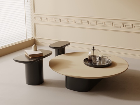 现代奶油风茶几su模型