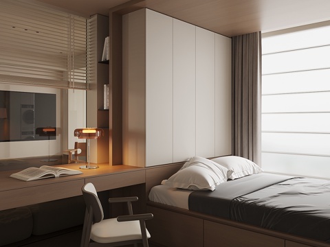  现代榻榻米卧室3d模型 