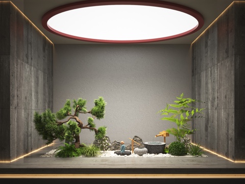  现代景观造景3d模型 