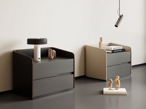  现代意式床头柜su模型 