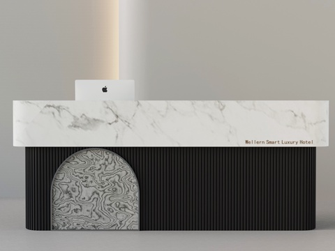 现代意式前台 接待台 招待台su模型