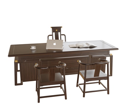 中式书桌椅su模型