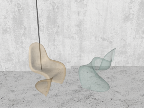 现代亚克力椅子su模型