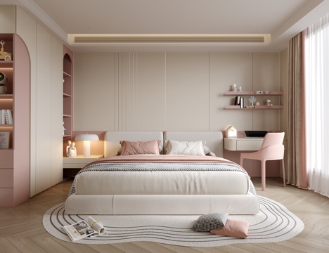  现代女孩房儿童房 儿童床3d模型 
