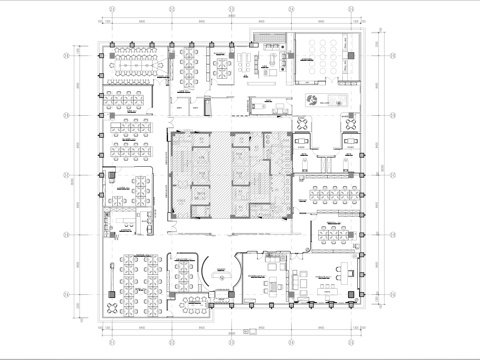 办公空间平面施工图cad施工图