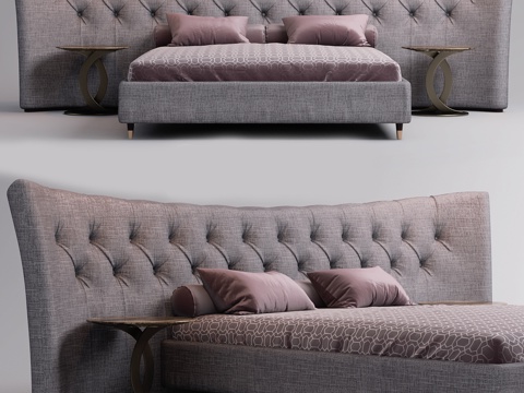  简欧双人床 双人床3d模型 