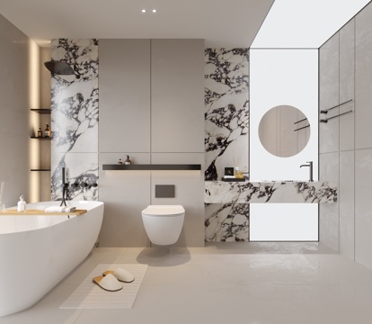  现代卫生间 浴缸3d模型 