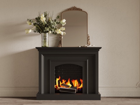  法式复古风壁炉3d模型 