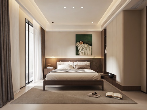  现代风格主卧3d模型 