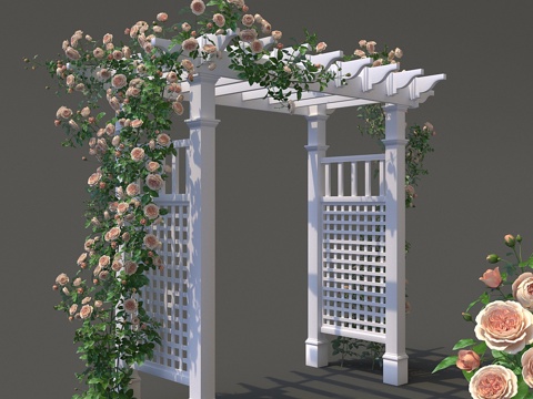  花园拱门2号·攀爬牡丹玫瑰3d模型 