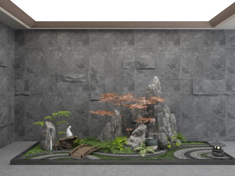  现代景观造景3d模型 