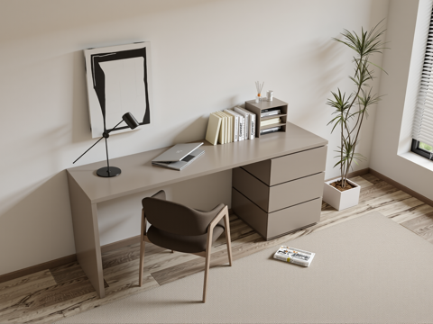 现代简约书房su模型