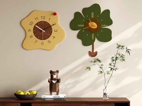 现代钟表 挂钟时钟 儿童钟表 饰品摆件su模型