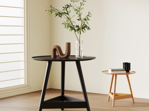 现代边几 实木边几 圆几su模型