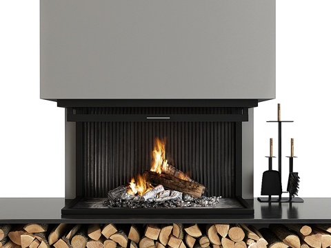  壁炉及配件3d模型 