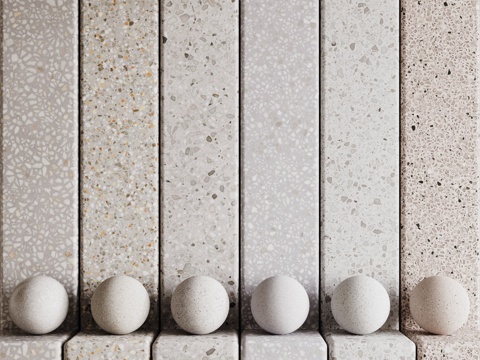 现代水磨石 彩色水磨石 花岗岩 石英石 石材su模型