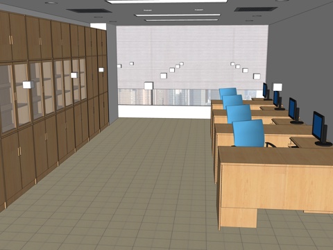  班台桌 办公桌 办公家具 办公椅 文件柜su模型 