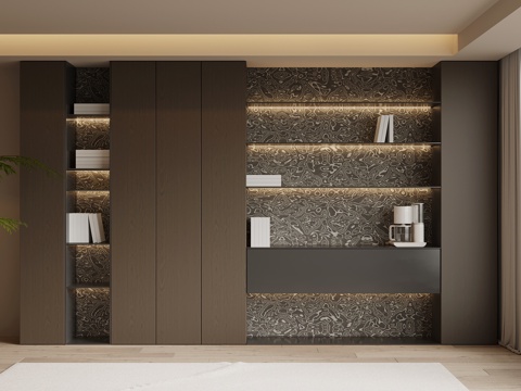 现代意式书柜su模型