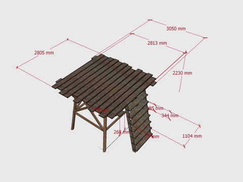 木制高台平台su模型