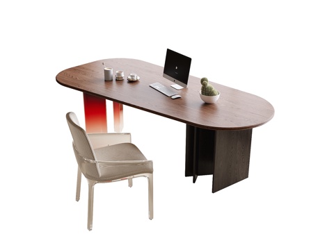 现代书桌椅 书桌 书椅su模型