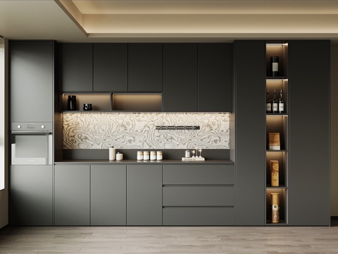 现代意式餐边柜su模型