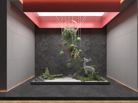  现代景观造景3d模型 