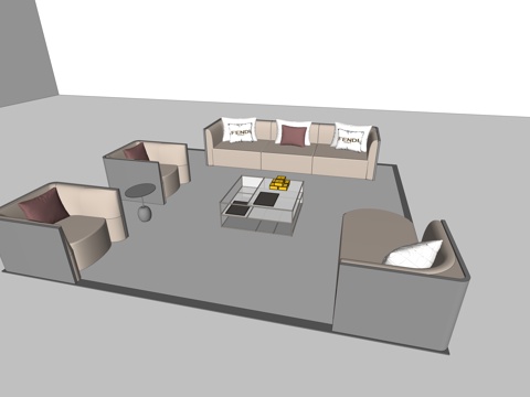 沙发 不锈钢沙发su模型