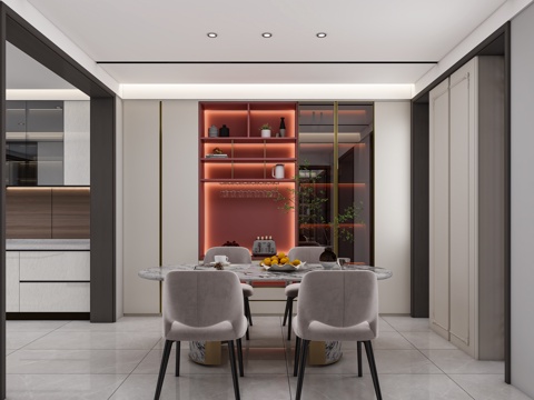  现代餐厅3d模型 