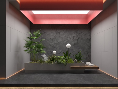  现代景观造景3d模型 