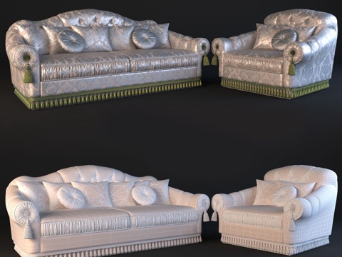  欧式组合沙发 组合沙发 沙发 双人沙发 单人沙发3d模型 