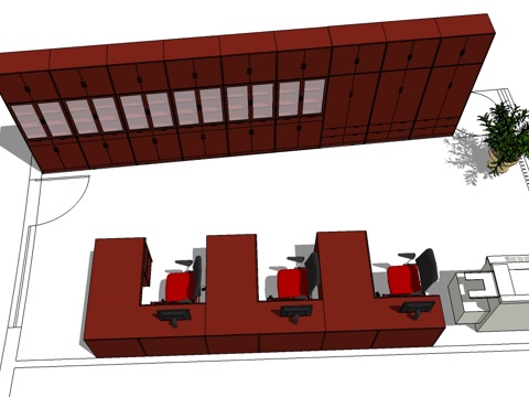  班台桌 办公桌 办公家具 办公椅 文件柜su模型 