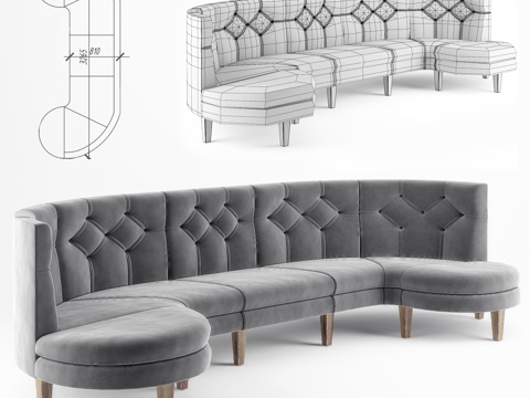  现代组合沙发 组合沙发 多人沙发3d模型 