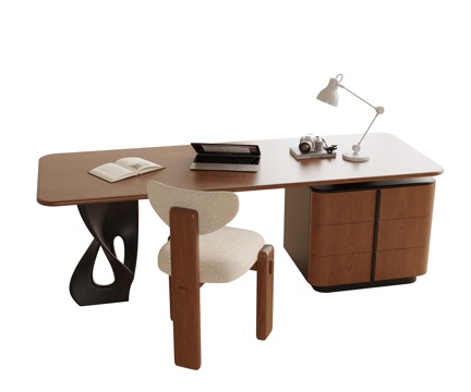 现代书桌椅 书桌 书椅su模型