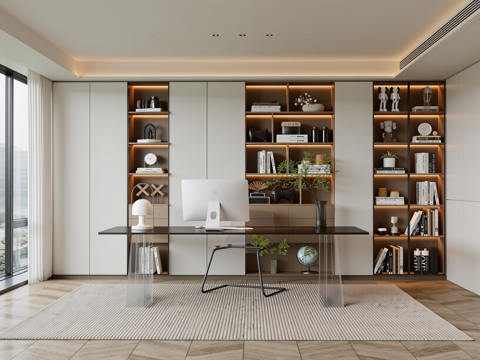 现代简约书房su模型