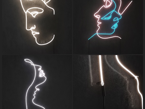  霓虹灯。套装13d模型 