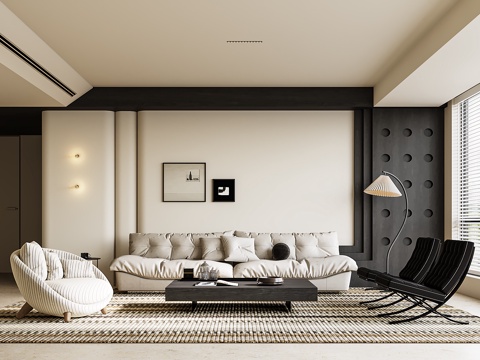  现代客厅3d模型 