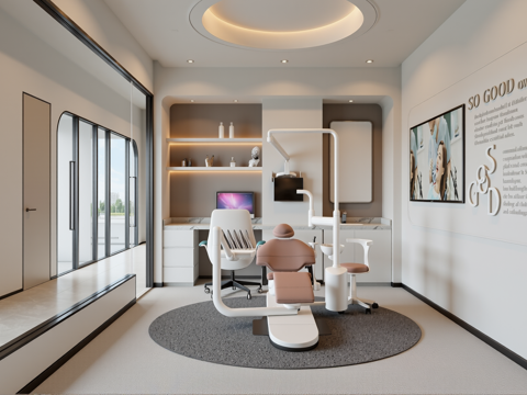  现代牙科治疗室su模型 