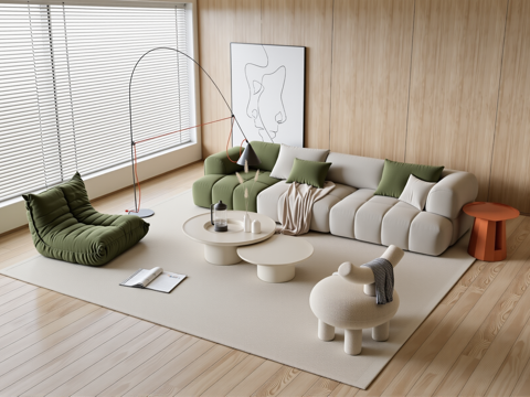 现代客厅沙发组合su模型