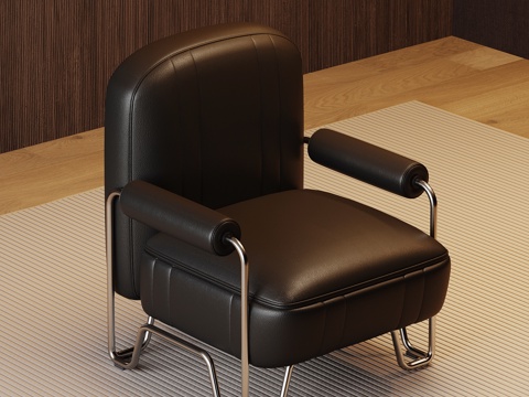 现代意式单人沙发 皮质单人沙发 休闲椅su模型