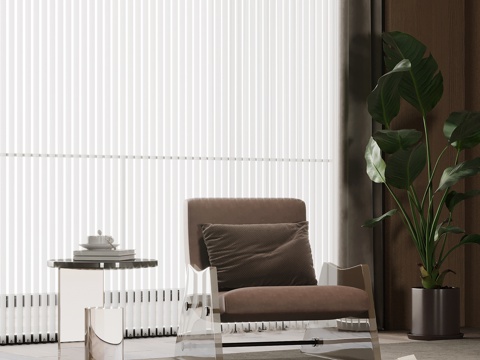 现代休闲椅 边几 绿植盆栽su模型