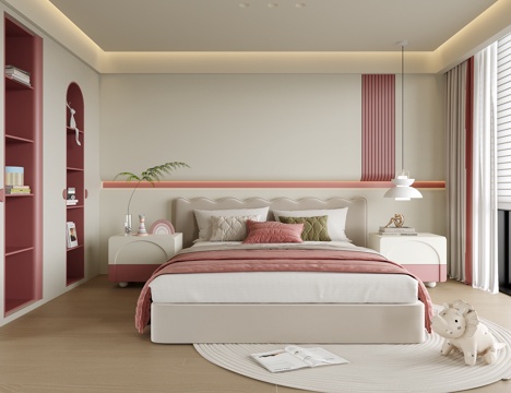  现代女孩房 儿童房 儿童床3d模型 