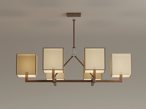  现代中古风吊灯 客厅吊灯3d模型 