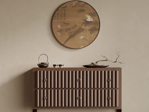 新中式玄关柜 边柜 矮柜su模型