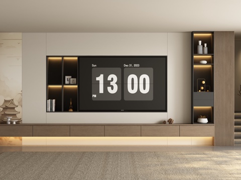 现代宋式电视柜背景墙3d模型