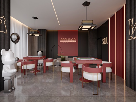  棋牌室包房3d模型 