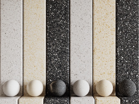 现代水磨石 彩色水磨石 花岗岩 石英石 石材su模型