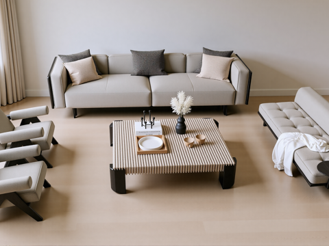 现代沙发组合su模型