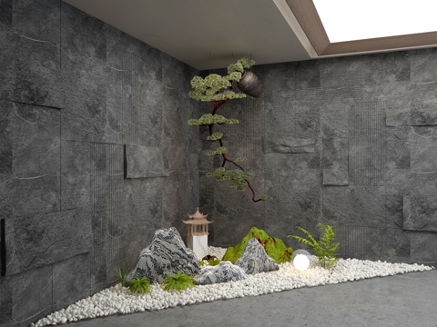  现代景观造景3d模型 