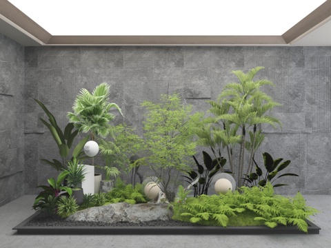  现代景观造景3d模型 